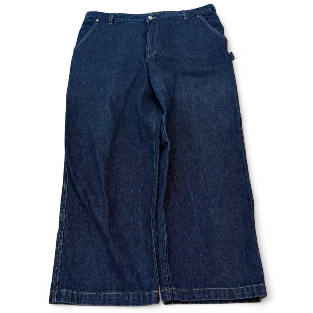 Vintage Guess Baggy Wide Leg Dark Blue Carpenter Jeans Men's 40x30 USA Made 90s